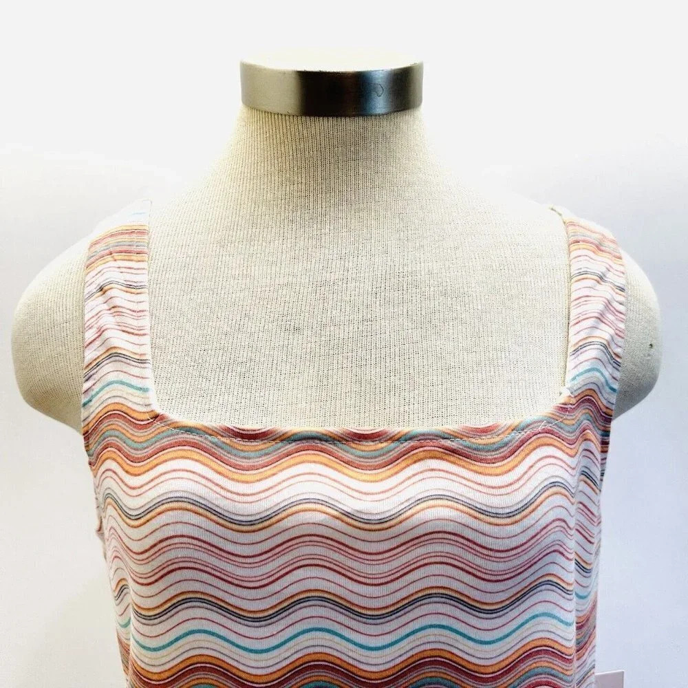 NWT SO Goods For Life Juniors Sleeveless Pullover Square Neck Striped Top Sz XL - Picture 2 of 10
